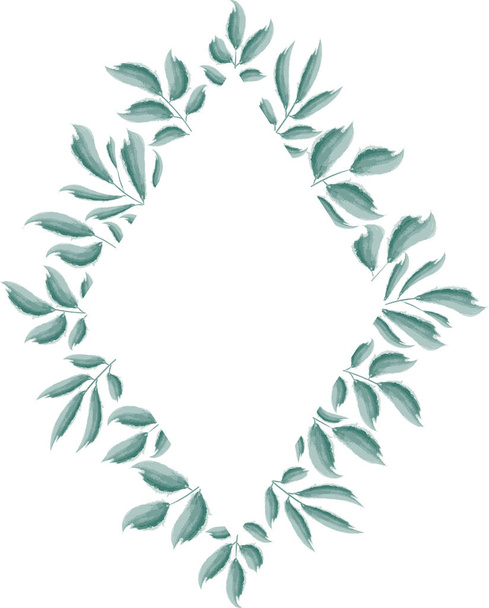 Zielone liście konstrukcja ramy. Projekt logo, zaproszenia ślubne, karty z pozdrowieniami. Ilustracja wektorowa - Wektor, obraz