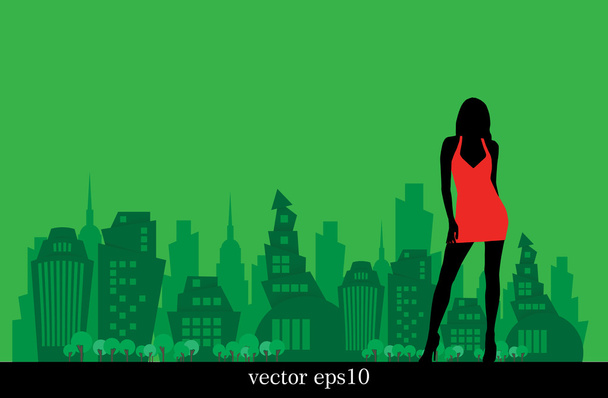 Divat city nő - Vektor, kép