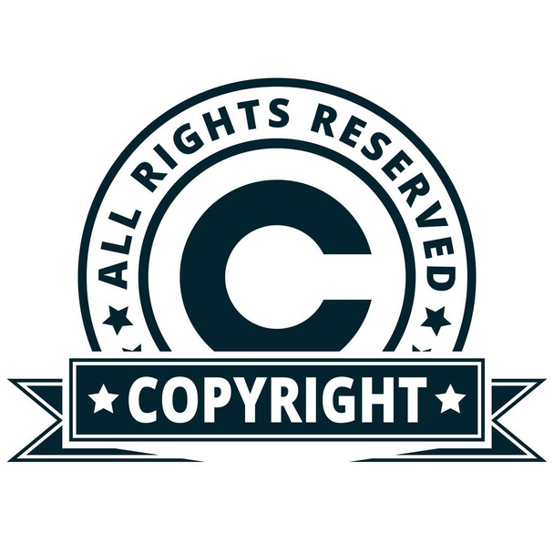 copyright guarantee flat label with black ribbon, vector illustration - Vector, Image