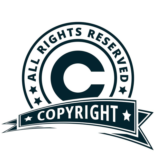 garantía de copyright etiqueta plana con cinta negra, ilustración vectorial
 - Vector, imagen