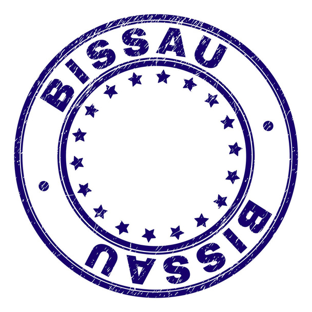 Grunge Textured BISSAU Round Stamp Seal - Vettoriali, immagini