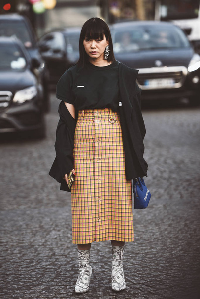 September 30, 2018: Paris, France - Street style outfit during Paris Fashion Week  - PFWSS19 - Photo, Image