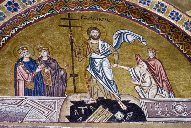 Resurrection of Jesus, 11th century mosaic, Greece - Photo, Image