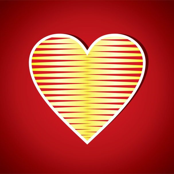 Red Stripped Heart Shape - Vektör, Görsel