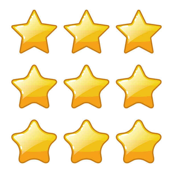 Set of golden star shape for game ranking, vector template - Vector, Image