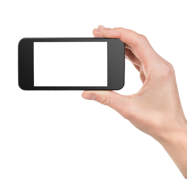 Чорний смартфон в руці
 - Фото, зображення
