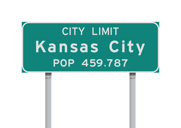 Kansas City şehir sınırı yeşil yol işareti vektör çizim - Vektör, Görsel