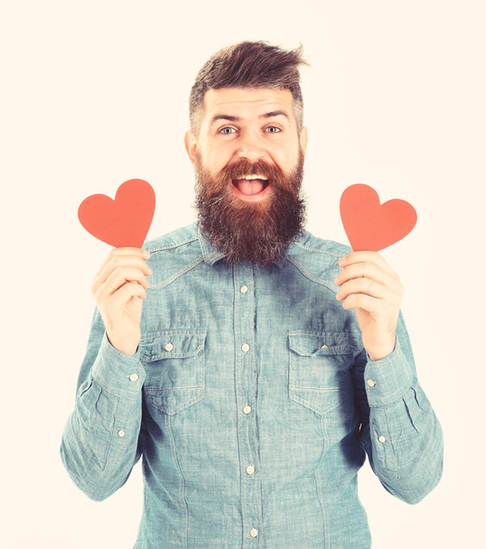 Hipster in love celebrates valentines day or sends valentine cards - Fotó, kép