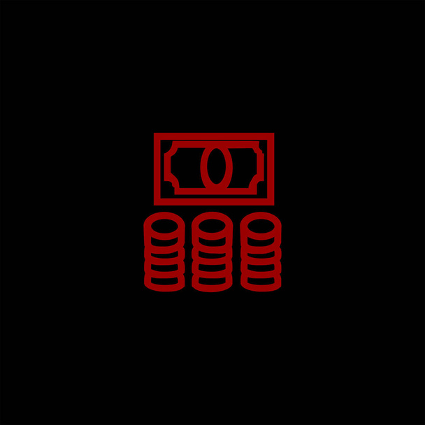 Vector illustration of business theme icons on black background - Vetor, Imagem