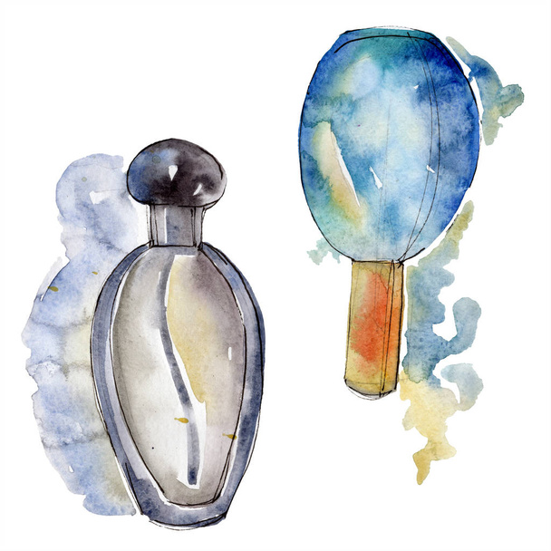 Perfume sketch fashion glamour illustration in a watercolor style isolated element. Clothes accessories set trendy vogue outfit. Watercolour background illustration set. - Фото, зображення