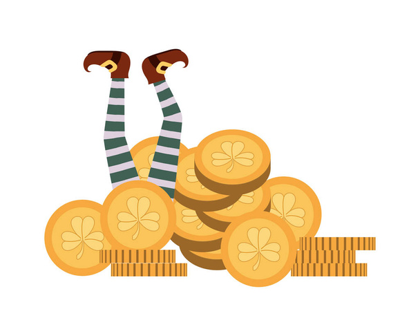 coin with clover isolated icon - Vector, Image