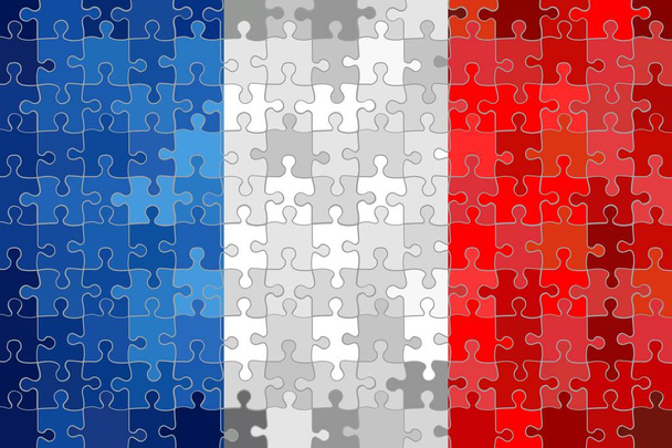 Bandeira da França feita de fundo de quebra-cabeça - Ilustração
 - Vetor, Imagem