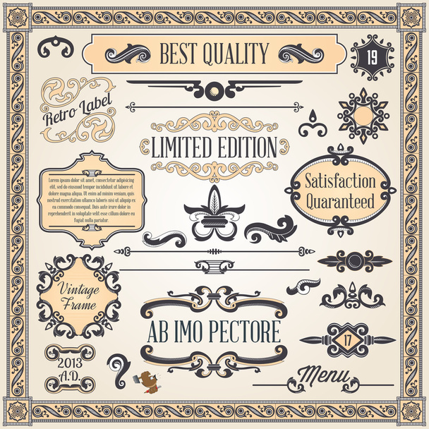 Calligraphic design elements and page decoration - Vector, Image