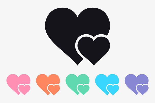 Dubbele hart eenvoudig pictogram. Symbool van de liefde. Happy Valentine's Day - Vector, afbeelding