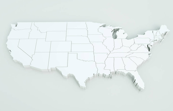 Map of USA. Highly detailed on white background, 3d rendering - Photo, Image