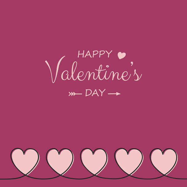 Design of Valentine's Day greeting card with cartoon hearts. Vector - Вектор,изображение