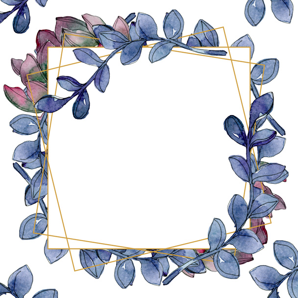 Succulent floral botanical flower. Wild spring leaf wildflower isolated. Watercolor background illustration set. Watercolour drawing fashion aquarelle isolated. Frame border ornament square. - 写真・画像