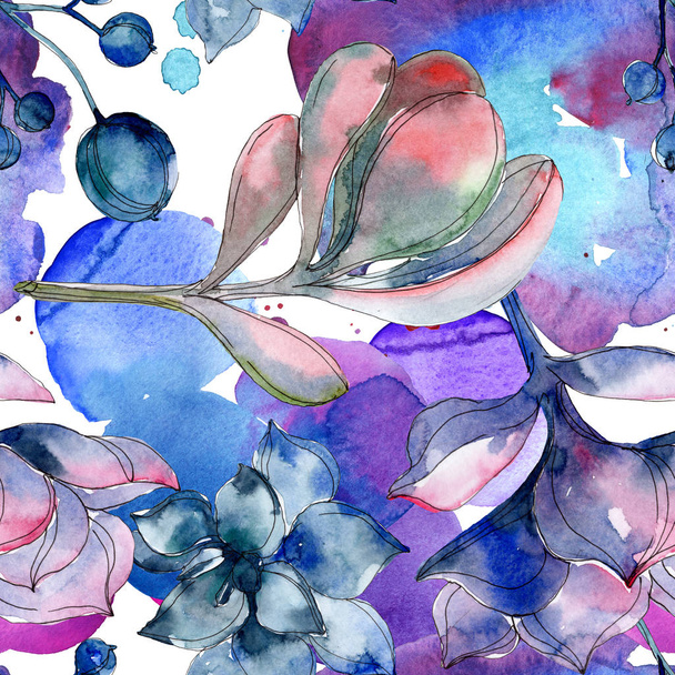 Zamatos botanikai virágok. Akvarell illusztráció készlet. Varratmentes háttérben minta. Anyagot a nyomtatási textúrát. - Fotó, kép