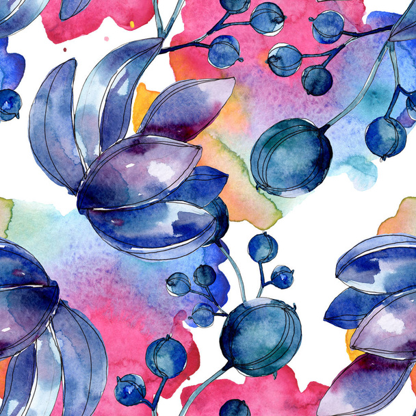 Succulent botanical flowers. Watercolor illustration set. Seamless background pattern. Fabric wallpaper print texture. - 写真・画像