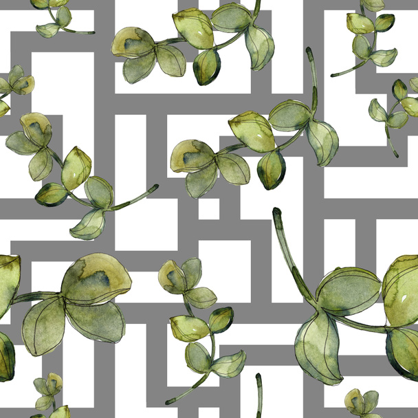 Exotic tropical hawaiian botanical succulents. Watercolor illustration set. Seamless background pattern. Fabric wallpaper print texture. - Фото, изображение