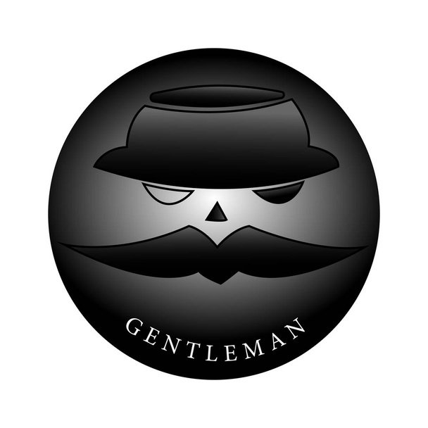 Dieses Logo zeigt jemanden mit Schnurrbart und mit Hut und Brille. Dieses Logo eignet sich als kreatives Businesslogo für junge Leute und kann auch als Logo für Anwendungen und verschiedene andere kreative Unternehmen verwendet werden. - Vektor, Bild