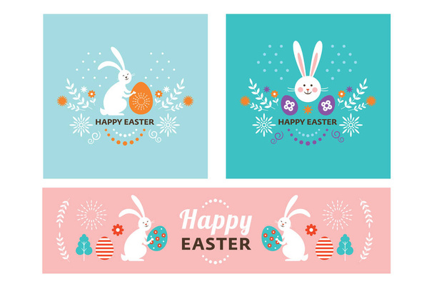 Easter banner design, square and horizontal banners set  - Vetor, Imagem