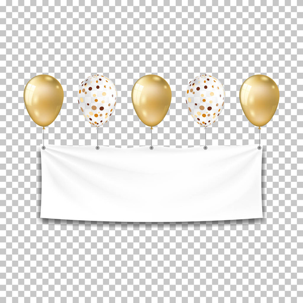 Set of realistic balloons group with textile banner, isolated. - Vektori, kuva