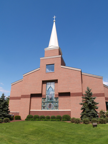 Front of a modern red brick church - Photo, Image