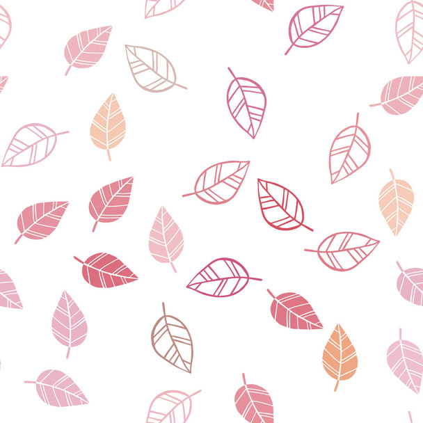 Light Red, Yellow vector seamless doodle layout with leaves. Shining colored illustration with leaves in doodle style. Pattern for design of fabric, wallpapers. - Vektor, Bild
