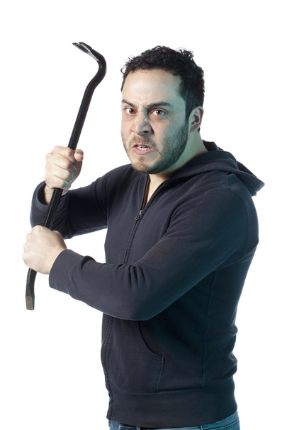 angry man holding crow bar - Photo, Image
