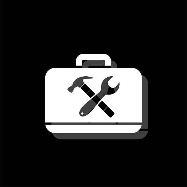 Werkzeugkasten. weißes flaches einfaches Symbol mit Schatten - Vektor, Bild