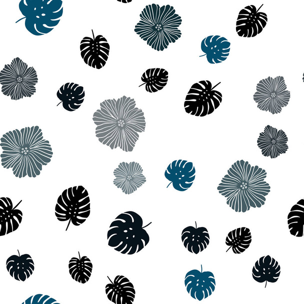 Patrón abstracto inconsútil vector azul oscuro con flores, hojas. Diseño decorativo en estilo indio sobre fondo blanco. Patrón de tela de moda, fondos de pantalla
. - Vector, Imagen