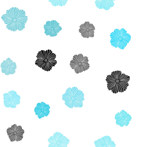 Light BLUE vector seamless natural backdrop with flowers. Glitter abstract illustration with flowers. Template for business cards, websites. - Vektör, Görsel