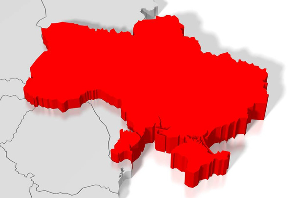 3D mapa - Ukrajina - ilustrace - Fotografie, Obrázek