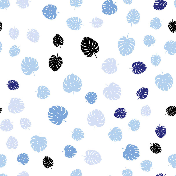 hellrosa, blauer Vektor nahtloser Doodle-Hintergrund mit Blättern. verschwommenes dekoratives Design im indischen Stil mit Blättern. Textur für Jalousien, Vorhänge. - Vektor, Bild