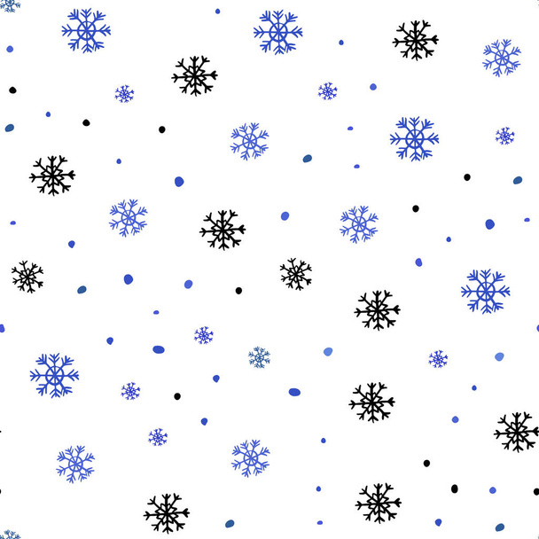 Světle modrý vektor bezešvé přikryjeme krásné sněhové vločky. Glitter abstraktní obrázek s krystalky ledu. Vzor pro design látky, tapety. - Vektor, obrázek