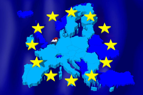 3D Carte / drapeau de l'Union européenne - Pays-Bas
 - Photo, image