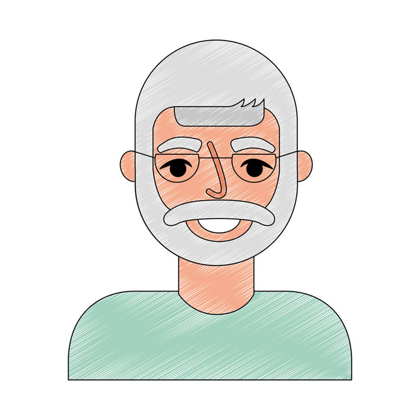 portrait happy old man grandfather - Vector, Image