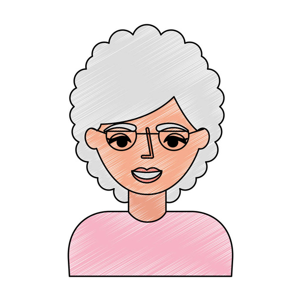 πορτρέτο ηλικιωμένη γυναίκα γιαγιά με γυαλιά - Διάνυσμα, εικόνα