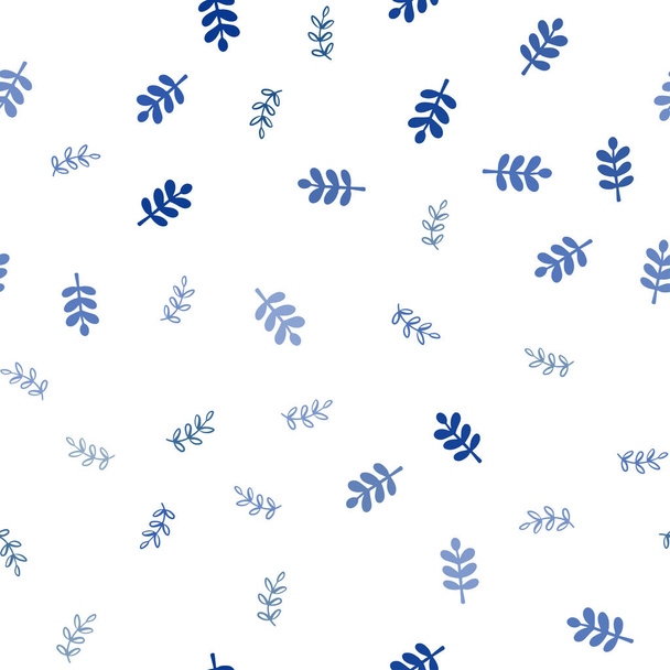 Dark BLUE vector seamless abstract backdrop with leaves. Colorful abstract illustration with leaves in doodle style. Pattern for design of fabric, wallpapers. - Διάνυσμα, εικόνα