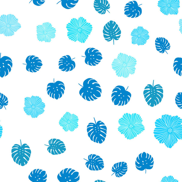 Light Pink, Blue vector seamless elegant background with flowers, leaves. Illustration with doodles on abstract template. Design for textile, fabric, wallpapers. - ベクター画像