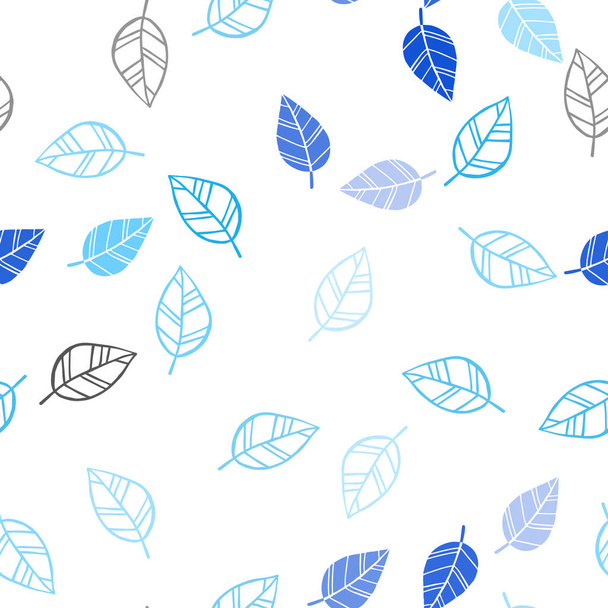 hellblaues vektornahtloses Doodle-Layout mit Blättern. verschwommenes dekoratives Design im indischen Stil mit Blättern. Muster für die Gestaltung von Textilien, Tapeten. - Vektor, Bild