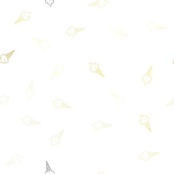 Светло-жёлтое векторное бесшовное покрытие с мороженым из мороженого. Декоративная иллюстрация с мороженым на абстрактном шаблоне. Дизайн каракулей для Вашей деловой рекламы кафе
. - Вектор,изображение