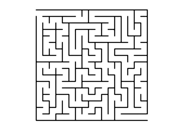 黒の迷宮と白いベクトル パターン。白地にシンプルなスタイルのデザインを迷路します。右の選択肢を作るための概念. - ベクター画像