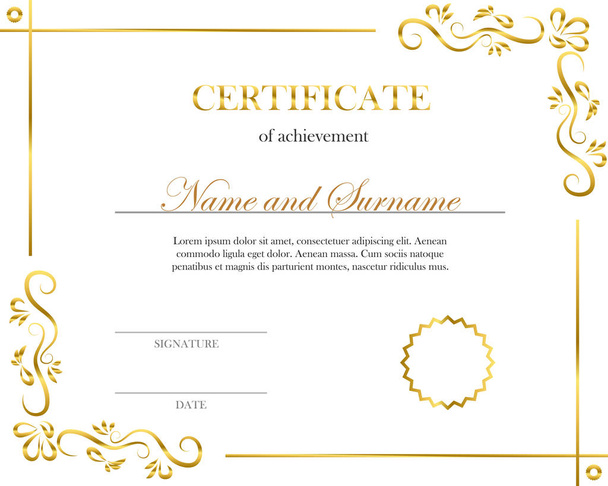 Creatieve certificaat, diploma. Frame voor diploma, certificaat. Certificaatsjabloon met elegante grenskader - Vector, afbeelding