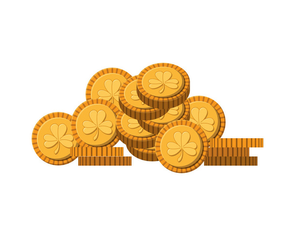 moeda com trevo ícone isolado
 - Vetor, Imagem