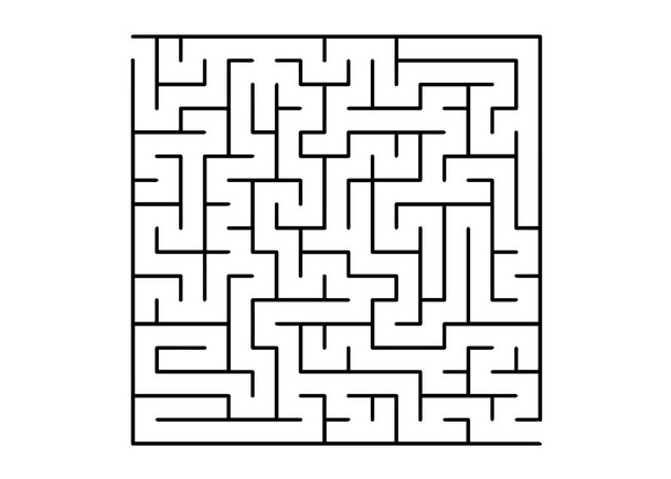 Weißer Vektorhintergrund mit einem schwarzen Labyrinth. Schwarz-weiß Labyrinth in einem einfachen Stil. Muster für Kinderbücher, Zeitschriften. - Vektor, Bild