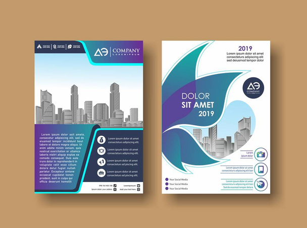 Brochure layout annual report poster flyer with geometric shape - Vector, Image
