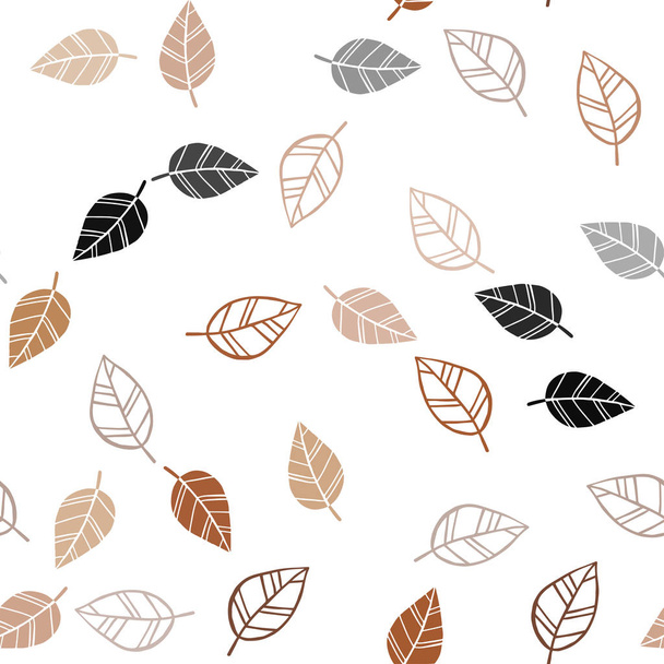 Dark Orange vector seamless natural pattern with leaves. Glitter abstract illustration with doodles and leaves. Template for business cards, websites. - Vector, Image