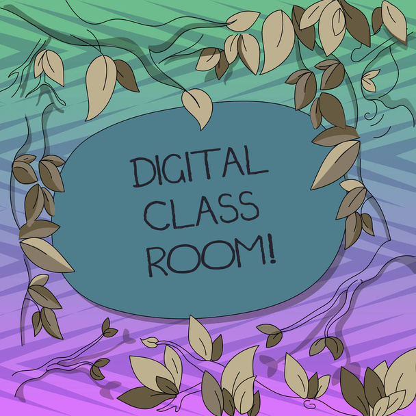 Kavramsal el dijital sınıf oda gösterilen yazma. İş fotoğraf metin nerede öğrencinin öğrenme ve öğretim ağaç dalları dağınık yaprakları renk metin boşluk ile etkileşim. - Fotoğraf, Görsel